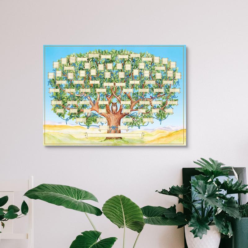 Family Tree Print - Tabla de árbol familiar rellenable, cartel