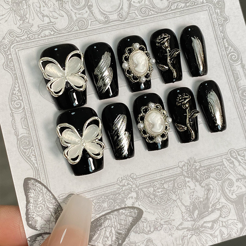 Pressed Flower Art - 10 unidades de uñas postizas de