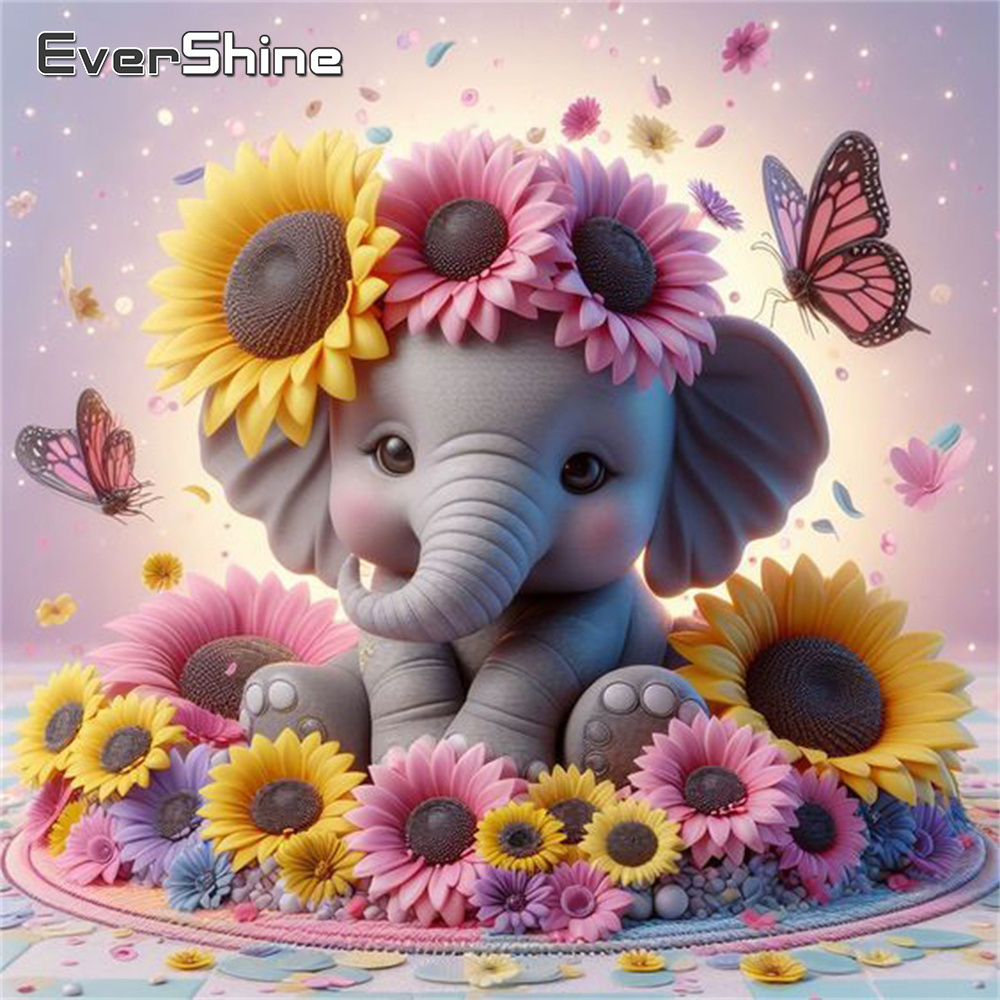 Photo Mosaic Print - Evershine-pintura de diamante de elefante, Kits
