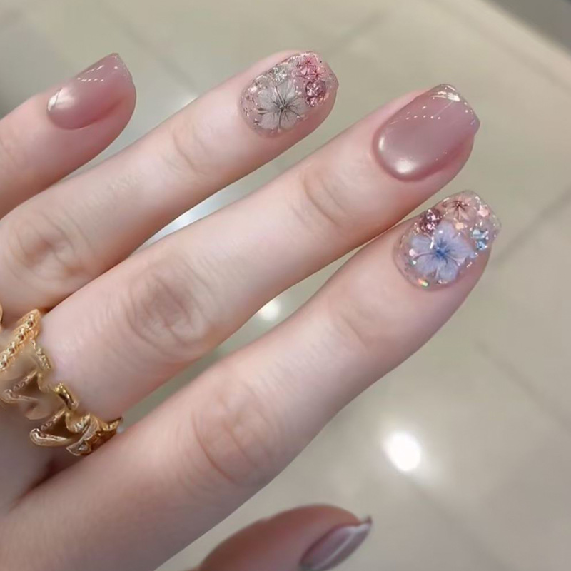 24 uds/sest uñas postizas medi - Pressed Flower Art reseña y precio